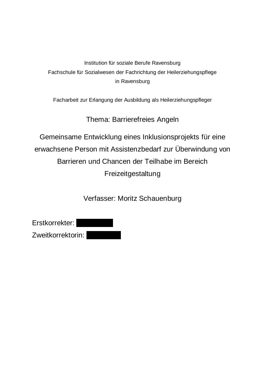 Facharbeit „Barrierefreies Angeln“, Seite 1 von 48