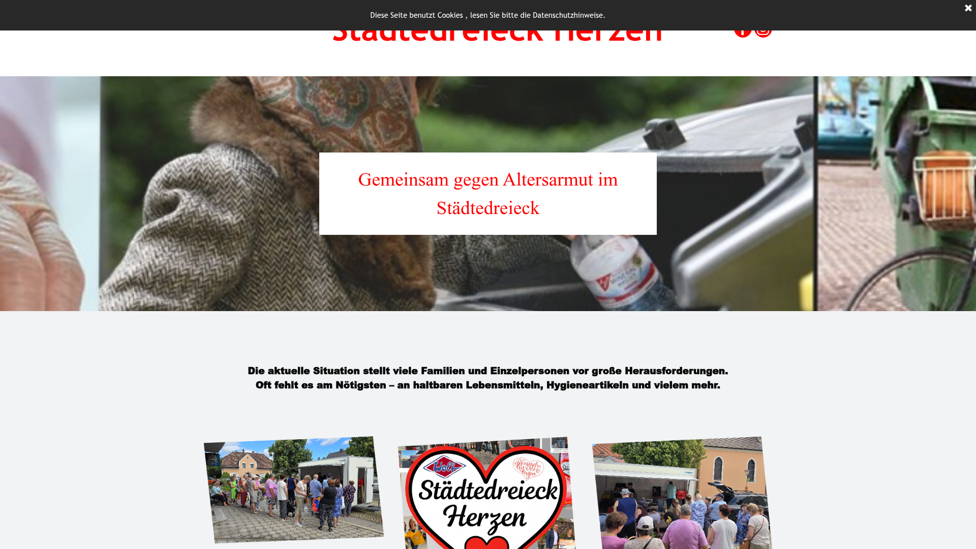Startseite des Vereins Städtedreieck Herzen mit dem Motto „Gemeinsam gegen Altersarmut im Städtedreieck“